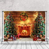 Lofaris Weihnachten Kamin Aus Holz Wand Festlich Hintergrund